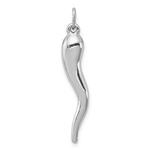 925 Sterling Silver RH Italian Horn Cornicello Necklace Charm Pendant, mm x mm